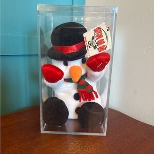 Ho Ho Beans Snowman Plush with Black Hat and Red Scarf